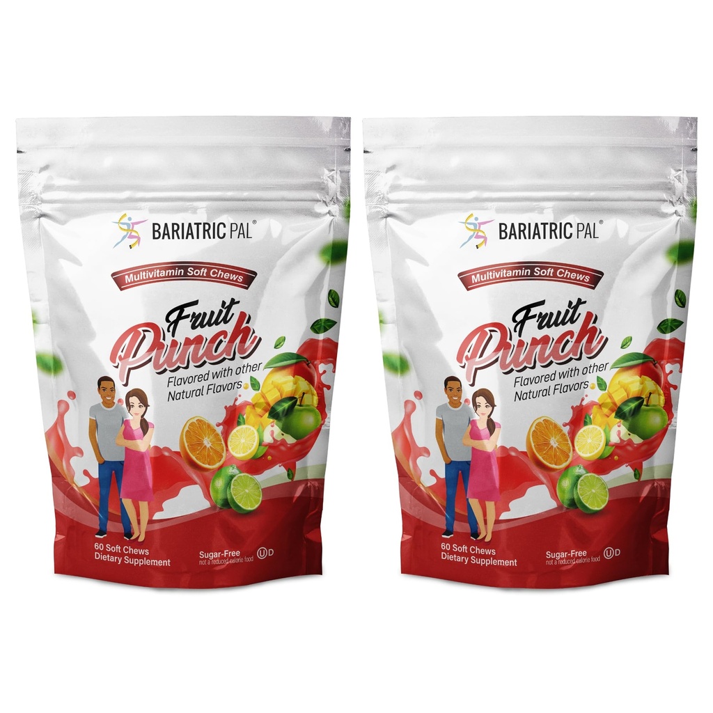 BariatricPal Iron-Free Multivitamin Soft Chew - Fruit Punch (120 Count)