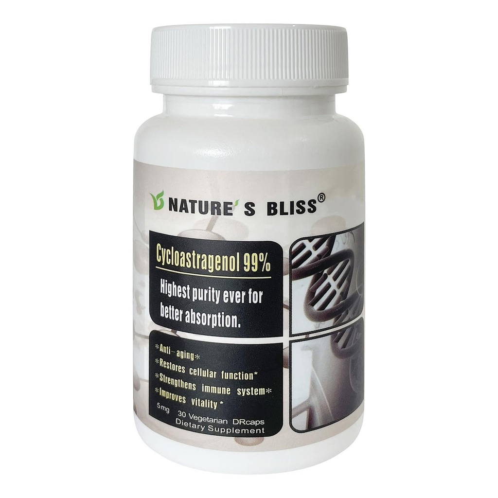 Naturens salighed Mavesyre Protected & Super- Absorption Cycloastagenol 99%, Made in USA, 5mg, 30caps