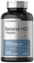 Horbäach Betaine HCl with Pepsin | 250 Tablets | Hydrochloride Supplement | with Ginger Root | Non-GMO, Gluten Free