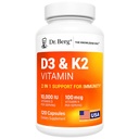 Dr. Berg Maksimal styrke 2- 1- vitamin D3 K2 10. 000 IE