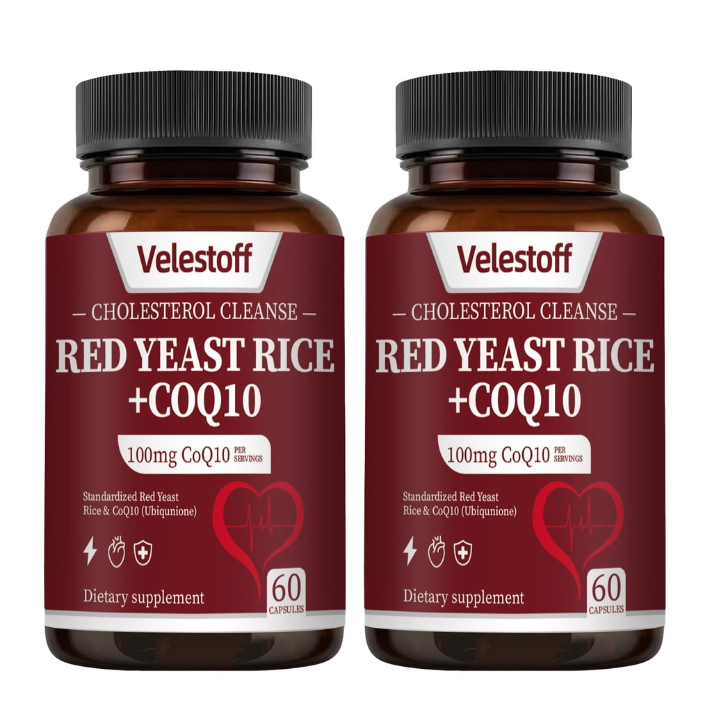 Red Yeast Rice & CoQ10 Heart & Cholesterol Support – Citrinin-Free, Third-Party Tested, Vegan Capsules, USA-Formulated
