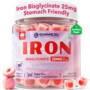 Vegansk jerntilskud til kvinder 25 mg, sukkerfri jerngummier med C-vitamin, Methy B12, folde til energi Boost, jernmangel, No After Taste, Peach Flavor - 60 Greve (pakke med 2)