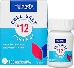 Hyland's No. 12 Cell Salt Silicea 6X Tablets, Acne and Blackhead Treatment, Hair and Nail Growth Supplement and Strengthener, Skin Irritations, Quick Dissolving Tablets, 100 Count
