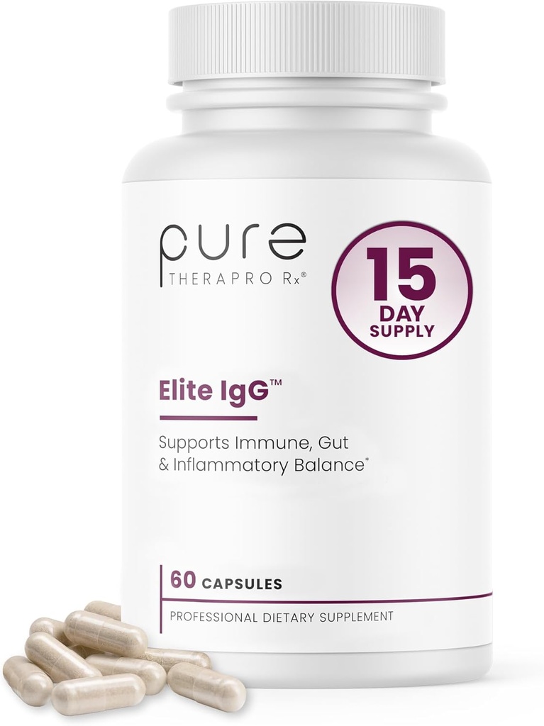 Pure Therapro Rx Elite IgG Immunoglobulin Supplement- 124; 1100 + mg IgG, IGA & IgM Serum Derived Immunoglobuliner (SBI) - 124; Colostrum Supplement- Alternativ - 124; Gluten, Dairy & GMO Free (60 kapsler)