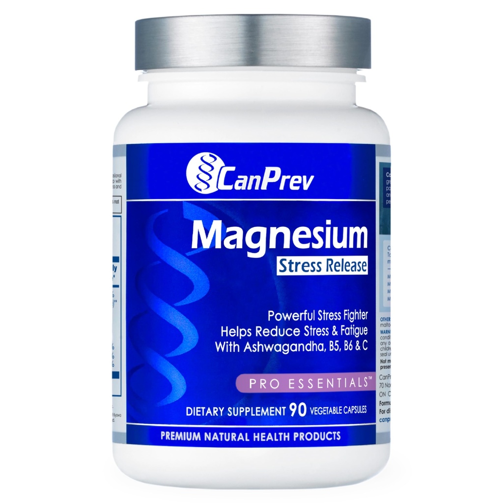 CanPrev Magnesium Bisglycinat med Ashwagandha, B5, B6 & C-vitamin, 90 Veg Caps, 30- Day Supply, Support Restaured Nights & Relaxation, Hjælper Energy & Immhue funktion, Vegan, Non- GMO, Dairy, Soy, Gluten