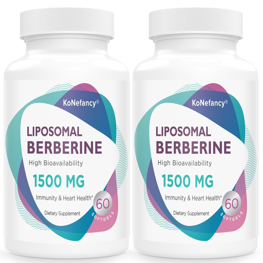 Liposomal Berberine Supplement 1500mg - Tredjeparts testet, høj biotilgængelighed Berberine HCL kapsler til kvinder og mænd, AMPK Activator for cardiovaskulær sundhed, sukkerfri, ikke-GMO, 120 Softgels