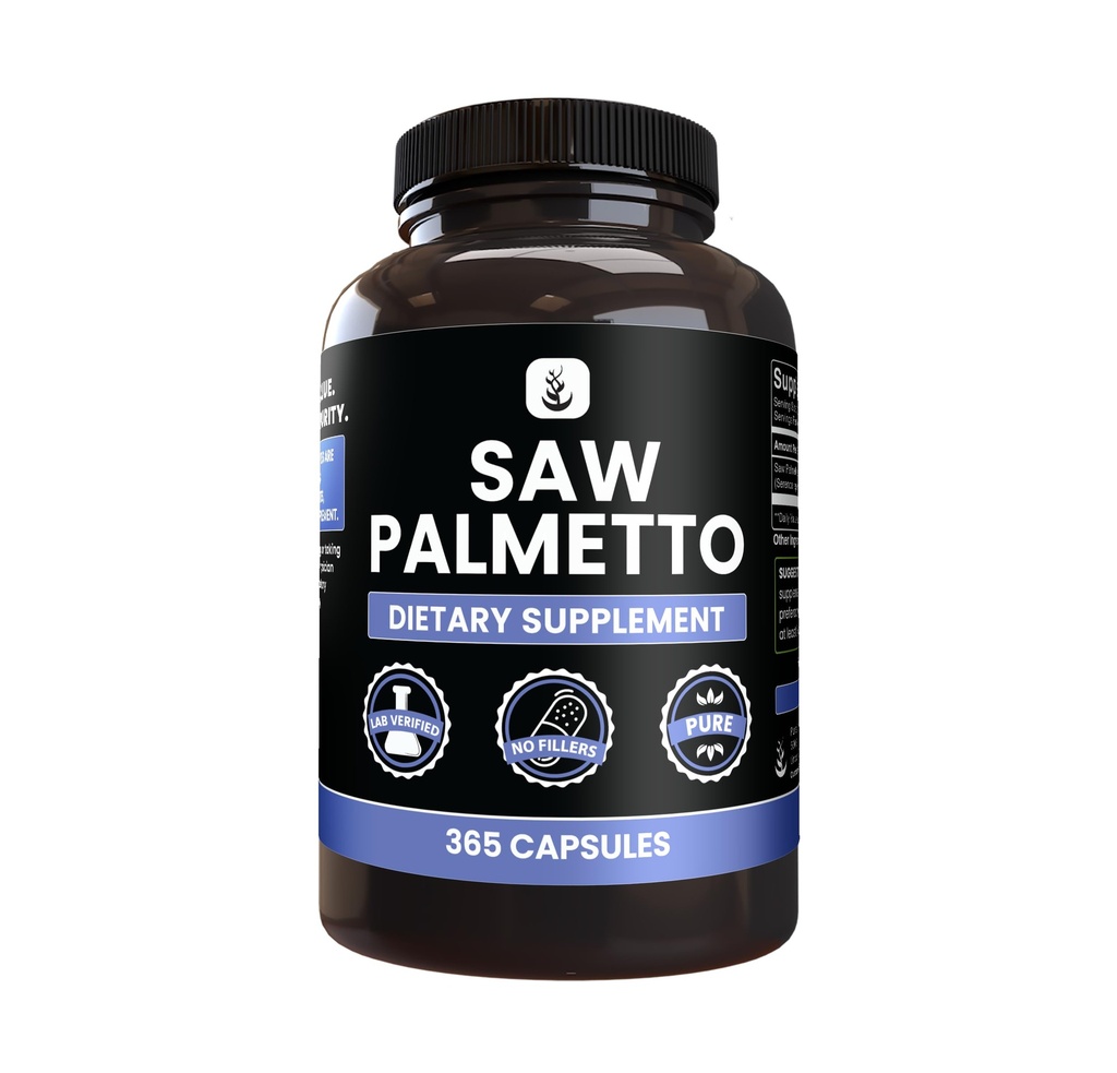PURE ORIGINAL INGREDIENTS Saw Palmetto (365 Capsules) No Magnesium Or Rice Fillers, Always Pure, Lab Verified