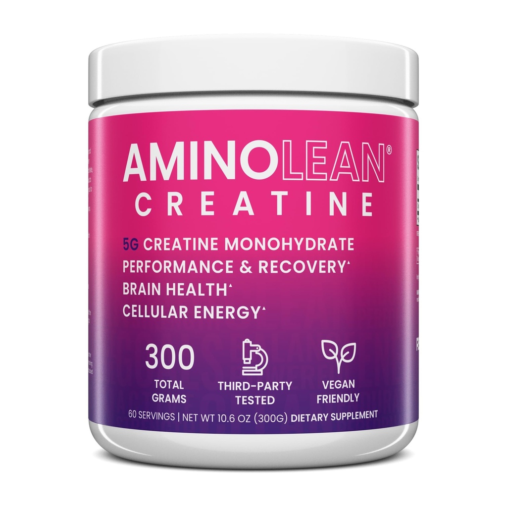 AminoLean Creatin for kvinder og mænd, Pure Mikroniseret Creatin monohydrat pulver supplement til muskel toning, Mood Support, Energy Boost, og hjerne sundhed, 300g