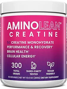 AminoLean Creatin for kvinder og mænd, Pure Mikroniseret Creatin monohydrat pulver supplement til muskel toning, Mood Support, Energy Boost, og hjerne sundhed, 300g