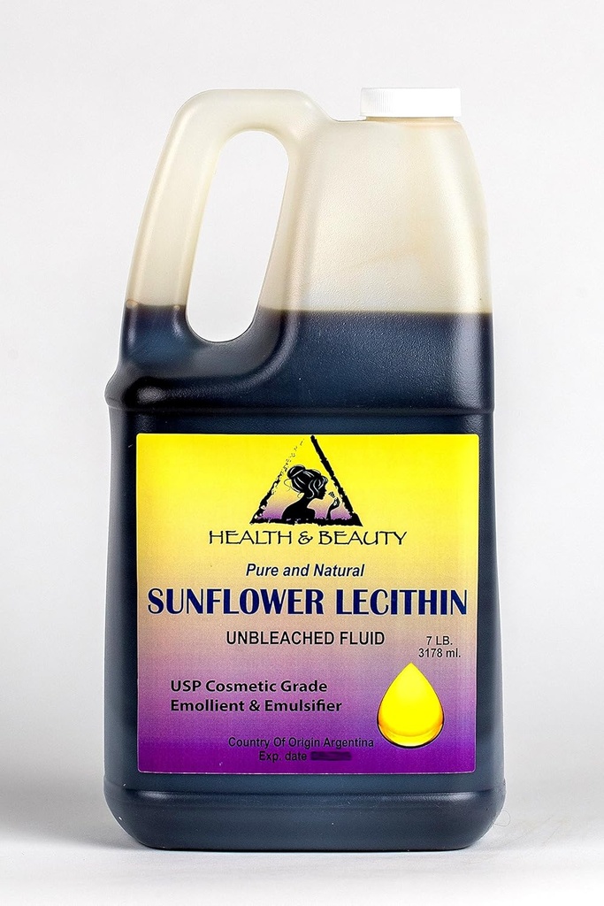 Lecithin Solsikke Ubleget Væske Emulgator Blødgøringsmiddel Stabilisator Pure 128 oz, 7 LB, 1 gal