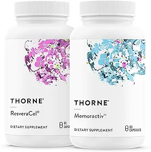THORNE - ResveraCel (60 kapsler) & Memoractiv (60 kapsler) Bundle - Understøtter hjerne sundhed & sund aldring - Gluten, Dairy & Soy- Free