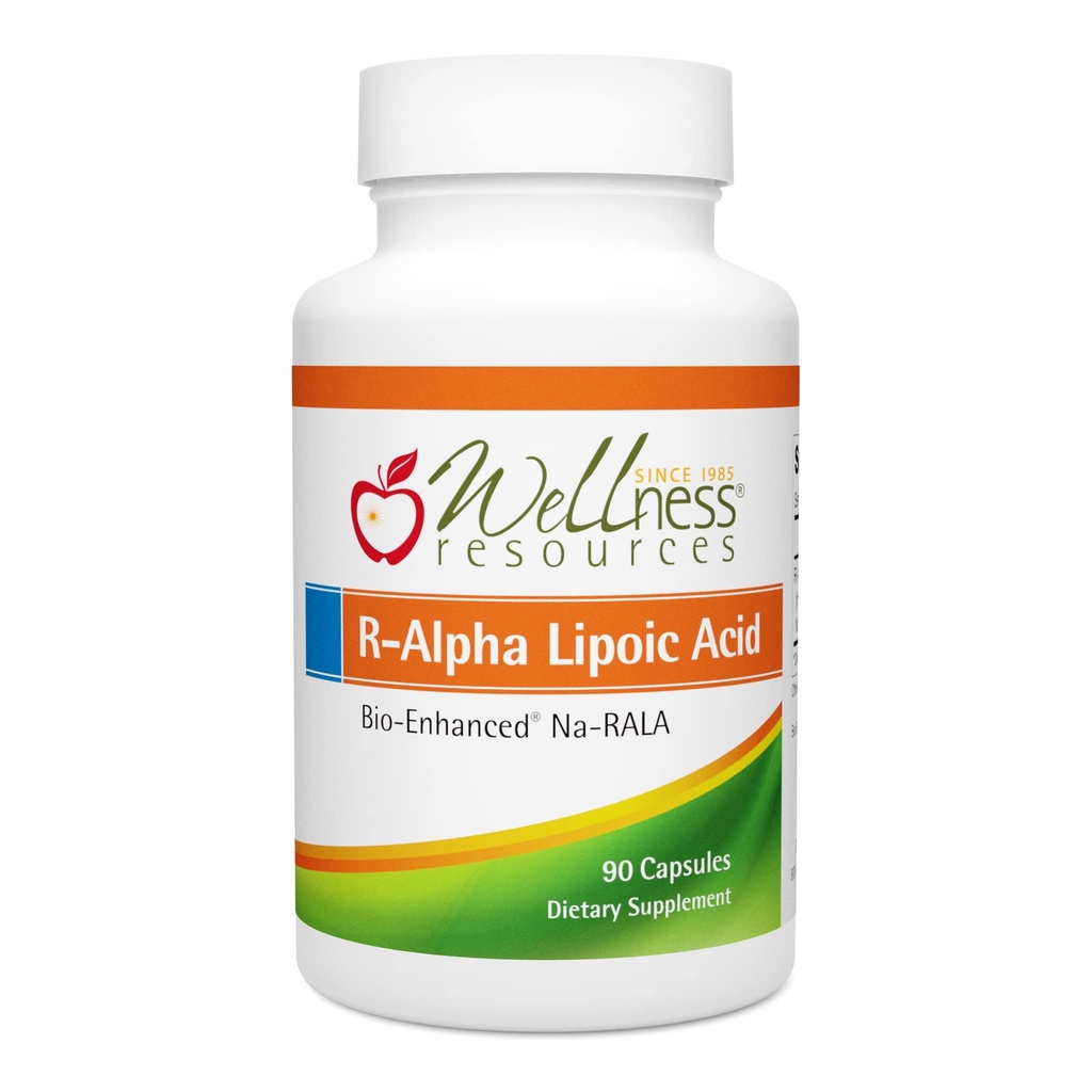 Wellness Resources R Alpha Lipoic Acid RALA Supplement - 90 Kapsler - Stabiliseret R- Lipoic Acid med Bio- Enhanced Na- RALA for maksimal biotilgængelighed - R- Ala Non- GMO og Gluten Free