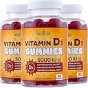 NEW AGE D3 5000 IE 125mcg Gummies - Support Immunsupport, Stærk Knoglesundhed - Non- GMO, Gluten- Free, Dairy- Free, No Gelatine (180 Gummies (Pack of 3))