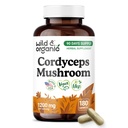 Wild & Organic Cordyceps Capsules 1200 mg - Immune Support - Cordyceps Mushroom Powder Supplement - Pure Mycelium Extract - Vegan, No Fillers, Non-GMO - 180 Count