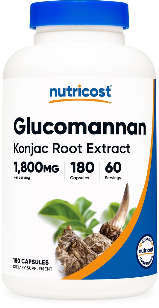 Nutricost Glucomannan 1. 800 mg per servering, 180 kapsler - Natural Fiber Kilde, Non- GMO, Gluten fri