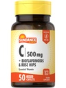 Sundance Vitamin C 500mg with Bioflavonoids and Rose Hips | Vegetarian, Non-GMO & Gluten Free Supplement
