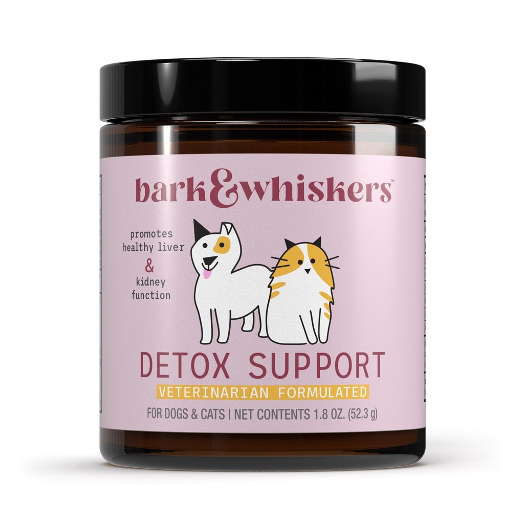 Bark & Whiskers Detox Support - Hjælper støtte sund lever & Nyre funktion - Urtebind med økologisk mælk tidsel & grøn te - 1.8 oz
