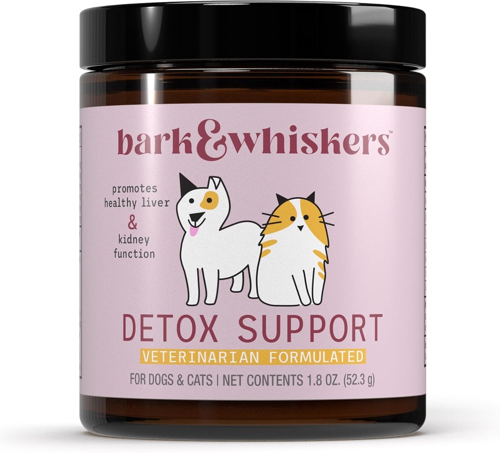 Bark & Whiskers Detox Support - Hjælper støtte sund lever & Nyre funktion - Urtebind med økologisk mælk tidsel & grøn te - 1.8 oz