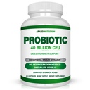 Arazo Nutrition Probiotic 40 Millioner CFU - Hylde Stabil med Prebiotika og Acidophilus - Stabil potens indtil Exspiration - Time Delay Release Probiotika