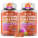 Mælk Thistle Lever Detox Gummies, 18- 1 Lever Cleanse Detox & Reparation Supplement med Berberine, Chicory Root, Gurkemeje, Artiskoke, Mælkebøtte Root, Chanca Piedra, Vitaminer B6 B12 - Sukker fri, pakke med 2