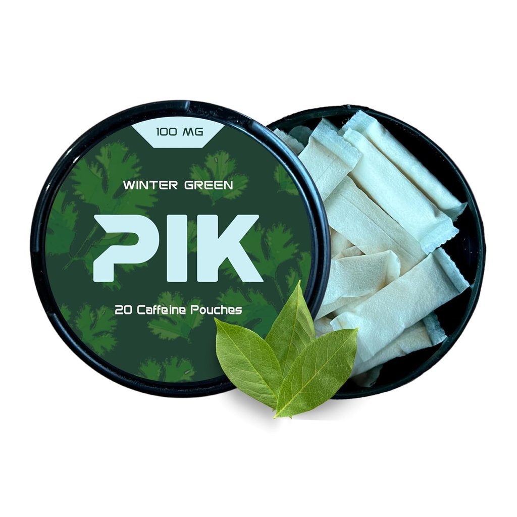 Caffeine Pouches 100mg – 20 Nicotine Free Energy Pouches – Tobacco Free Alternative to Nicotine Pouches – Fast Acting Oral Energy Boost – Winter Green Flavor