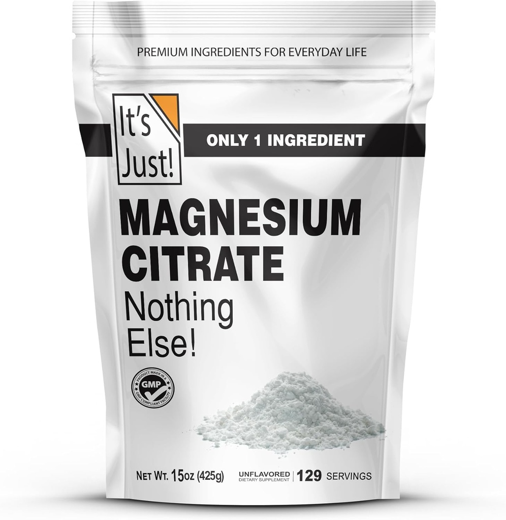 Det er bare - Magnesium Citrate Powder, 15oz, Non- GMO Magnesium supplement, Unflavored (15oz / 129 Servere)