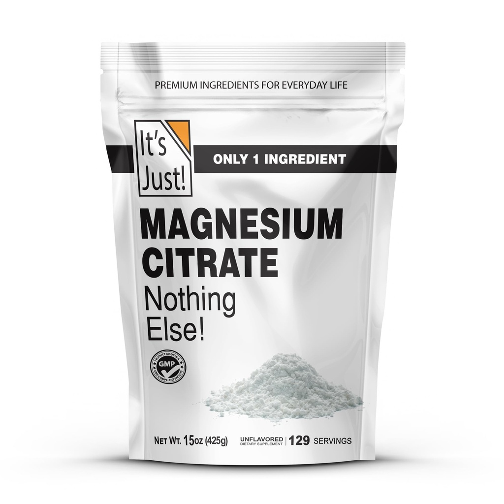 Det er bare - Magnesium Citrate Powder, 15oz, Non- GMO Magnesium supplement, Unflavored (15oz / 129 Servere)