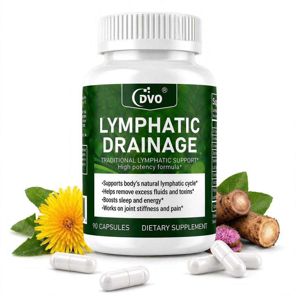 Lymphatic Drainage & Detox Supplement – Natural Herbal Capsules with Echinacea, Dandelion & Burdock Root – Supports Immune Health, Fluid Balance & Energy – 90 Count