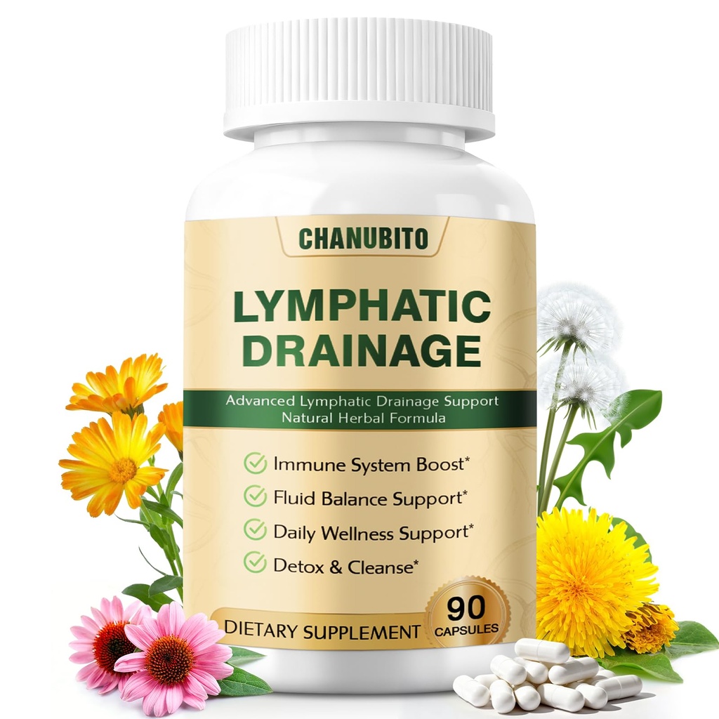 Lymphatic Drainage Supplements - Lymphatic Drainage Capsule Support Immune & Lymph System, Body Cleanse & Detox - Natural Herbal Blend with Echinacea, Dandelion, Burdock & Cleavers, 90 Capsules