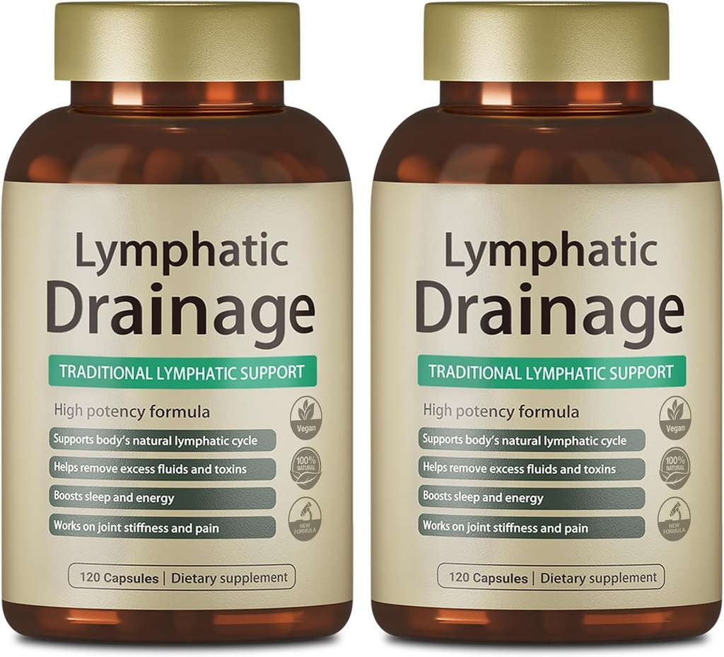 Lymphatic Drainage Capsules, 240 Capsules New Maximum Potency Formula 4 Month Supply with Dandelion Extract, Cleavers Extract - Supports Cellulite Reduction, Lymphatic Drainage & Immune Health