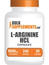 BulkSupplements.com L- Arginin HCl Capsules - Nitrogen Oxide Supplement, Arginin Supplement - Gluten Free, 8 Kapsler pr servering (5000mg), 240 Count (pakke med 1)
