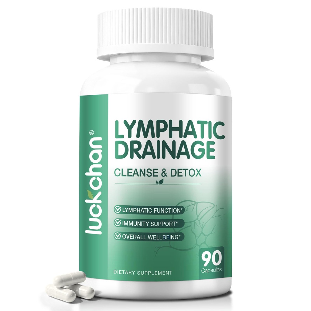 Lymphatic Drainage Supplements, Natural Herbal Supplement for Immune Health & Fluid Balance, with Echinacea, Dandelion, 90 Capsules Lymph Drainage Capsules for Women & Men