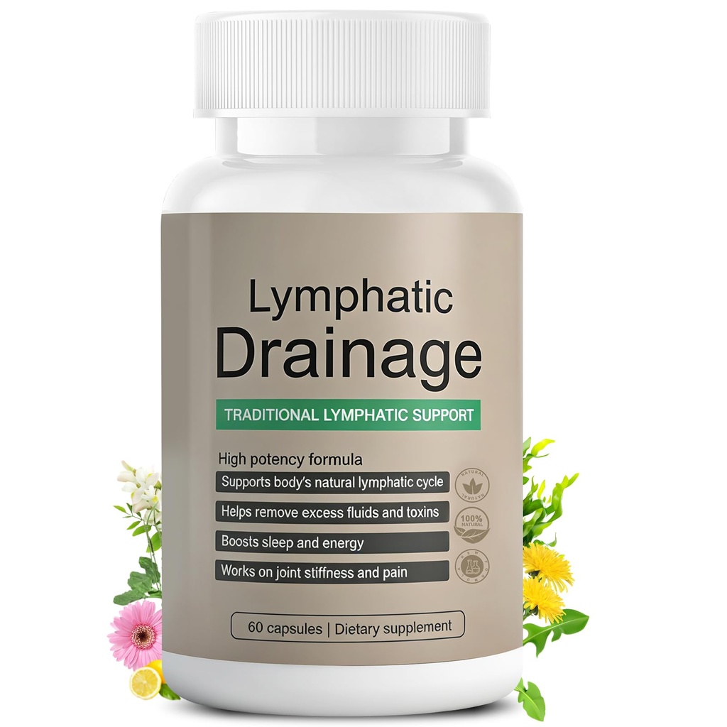 Lymphatic Drainage Capsules-Lymphatic Drainage Supplement for Immune Health & Fluid Balance, with Echinacea, Dandelion, and Burdock(60 Capsule)