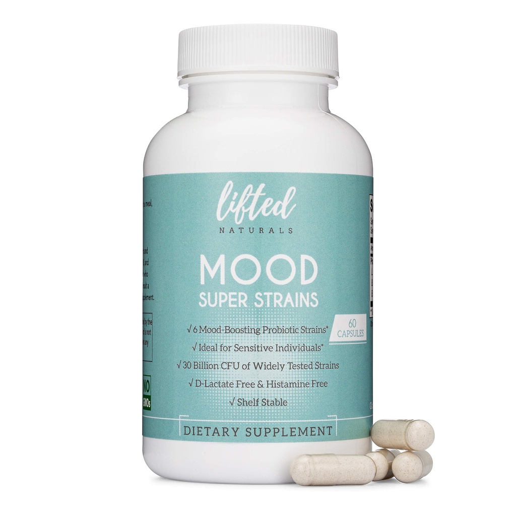 Probiotika - Mood Super Strops Probiotika - Naturligvis Understøtter fordøjelse & Mood - Histamine- Free Probiotika w / L Rhamnosus GG, Hylde Stable Probiotika Supplement, 60 dages forsyning, Non- GMO, Vegan