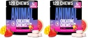 Animal Creatine Chews Tablets - Enhanced Creatine Monohydrate with AstraGin to Improve Absorption, Sea Salt for Added Pumps, Delicious and Convenient Chewable Tablets - Fruit Punch (Pack of 2)