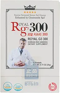 Premium RG3 300 Koreansk Rød Ginseng Pulver - Forbedret Ginsenosider (50mg Rg3 / Sachet), Made in Korea, 10 Sachets