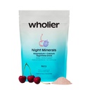 Wholier Magnesium Glycinate, Tart Cherry Juice, Chelated Calcium. Det beroliger aftenens drik. Naturlig støtte til søvn, stress + afslapning. Night Minerals. (30 Tjenester)