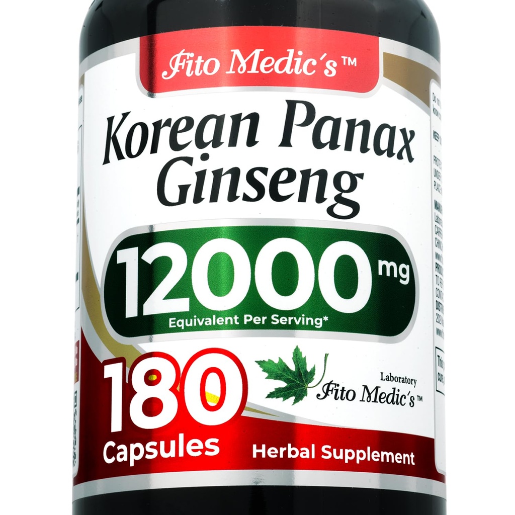 FITO MEDIC'S Korean Ginseng Root | Panax Ginseng Capsules | 180 Capsules | Concentrated Extract | Highly Absorbable Herbal Supplement