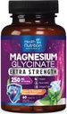 Magnesium Glycinat 250 mg - 100% Chelated Magnesium til Max Absorption - Sleep Support, Muscle, Nerves, Bone & Heart Health Support, Best Mag Supplement, Vegan Non- GMO, 3. part Testet - 60 tabletter