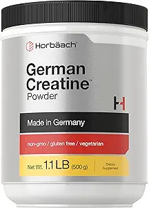 Horbäach tysk Creatin Powder 500g Meap 124; Lavet i Tyskland med Creapure Meap 124; Vegetar, Non- GMO, og Gluten Free Dietary Supplement