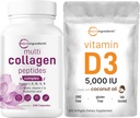 Micro Ingredienser Multi collagen piller & D3- vitamin 5000 IE Bundle Pack- 124; Grass- Fed Collagen Peptider
