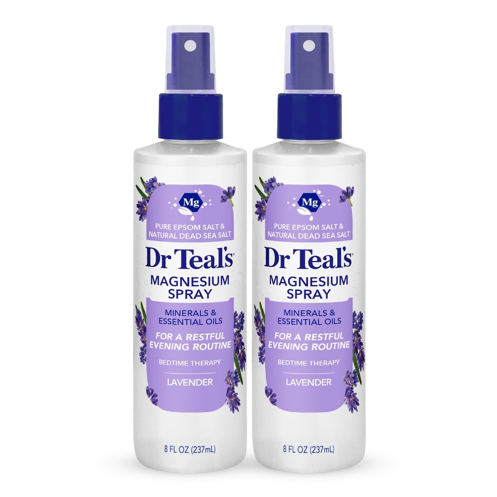 Dr Teal's Magnesium Lavender Spray with Natural Dead Sea Salt, 8 fl oz (Pack of 2)