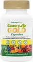 NaturesPlus Kilde til liv Gold Multivitamin - 90 vegetariske kapsler - med vitaminer D3, B12, K2 & mere end 120 hele fødevarer - blod, ben og immunforsvar - Gluten Free - 10 Serveringer