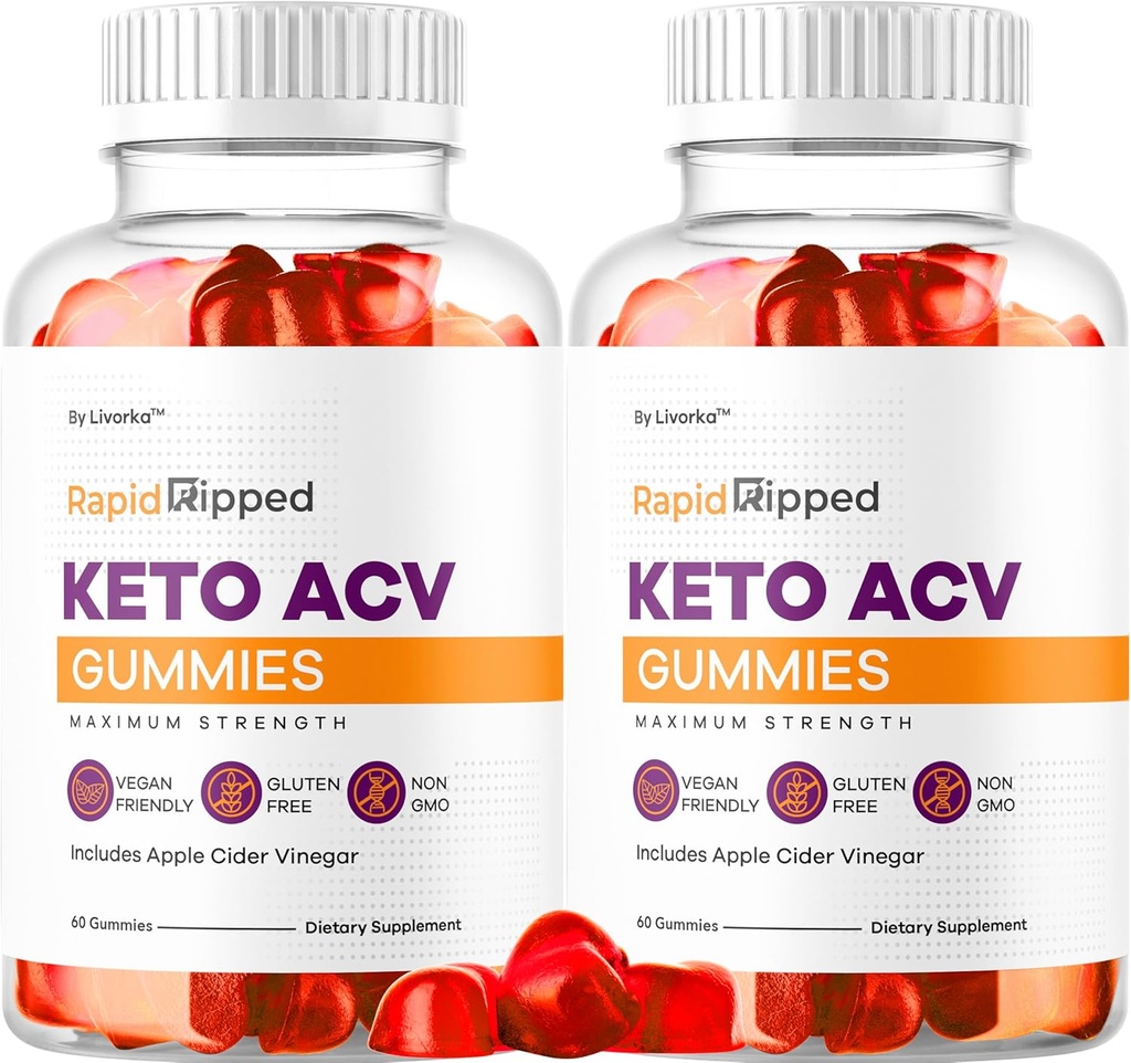 (2 Pack) Rapid Ripped Keto ACV Gumies Support, Rapitrup Keto Plus Apple Cider Vincious Gummy Advanced Formel 1050MG, Alle naturlige Gomitas anmeldelser, 120 Gummies for 2 Måneder