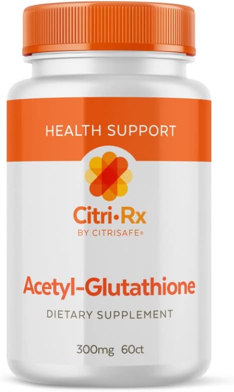 CitriRx Acetyl Glutathion - 300mg, 2 Months Supply - Made in USA - Bedste Absorption Meget Potent Antioxidant med Magnesium - 60 Kapsler