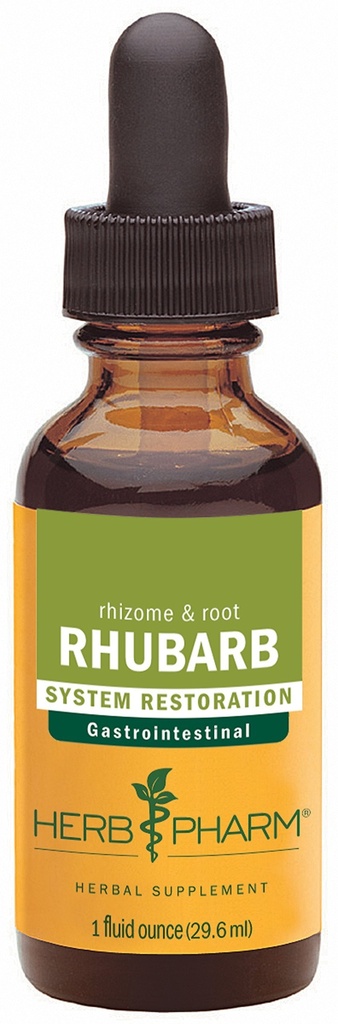 Herb Pharm Certified Organic Rhubarb Liquid Extract Drops for Digestive System Support, 1 Oz