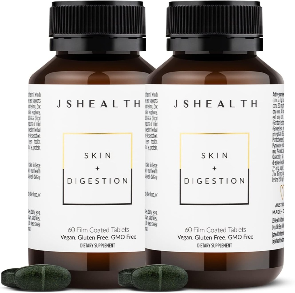 JSHealth Vitaminer Hud og fordøjelse Formel hud Vitaminer 124; Clear Skin Supplement med zink til Acne