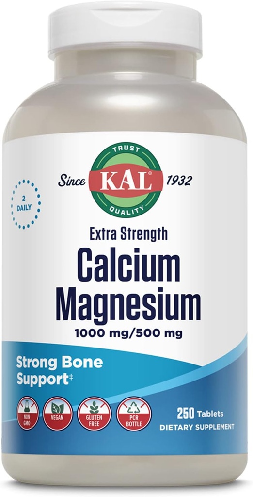 KAL Extra Strength Calcium Magnesiumtabletter, 250 Tælling