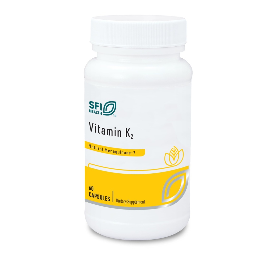 Klaire Labs SFI Health Vitamin K2- 50 Mikrogram som Menaquinone- 7 MK- 7, No Soy, Gluten eller Dairy (60 kapsler)