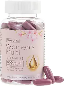 Built by Nature Vitamins for Women – Women's Complete Daily Multivitamin Supplement with A, B, C, D, E, Iron, Calcium, Magnesium and Multi Minerals – Wellness & Immune Health Support - 60 Softgels